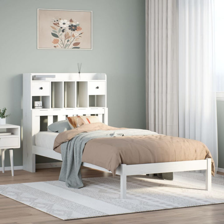 seng med reol uden madras 90x200 cm massivt fyrretræ hvid