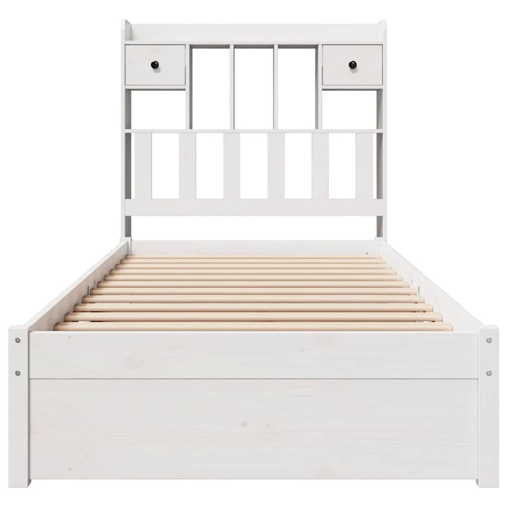 seng med reol uden madras 75x190 cm massivt fyrretræ hvid