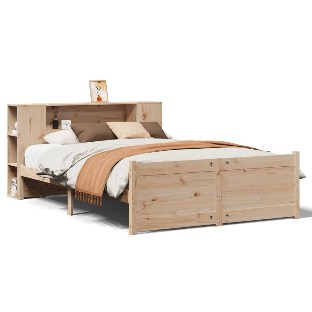 seng med reol uden madras 135x190 cm massivt fyrretræ