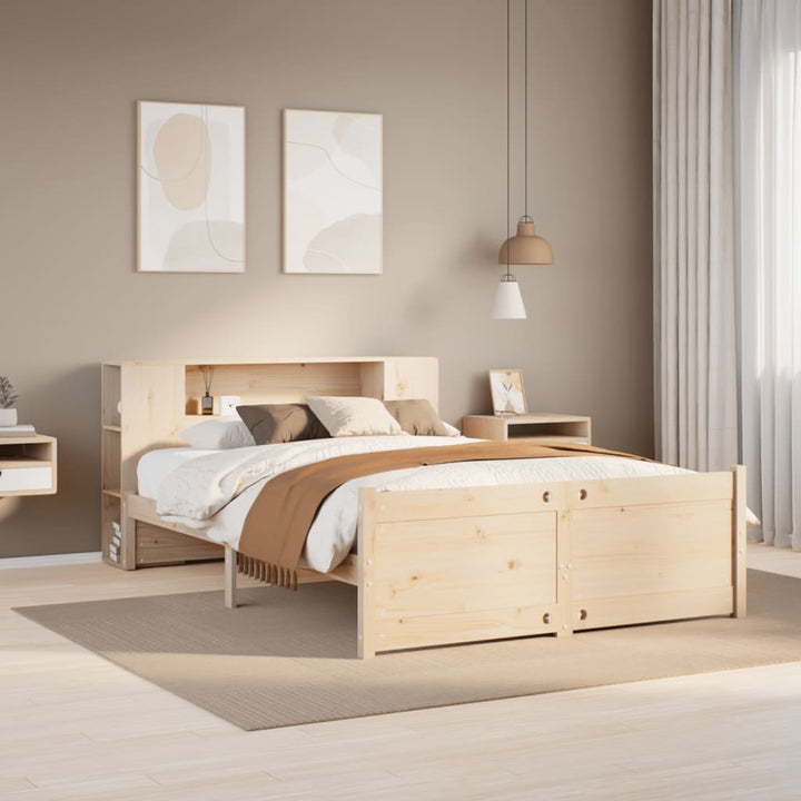 seng med reol uden madras 135x190 cm massivt fyrretræ