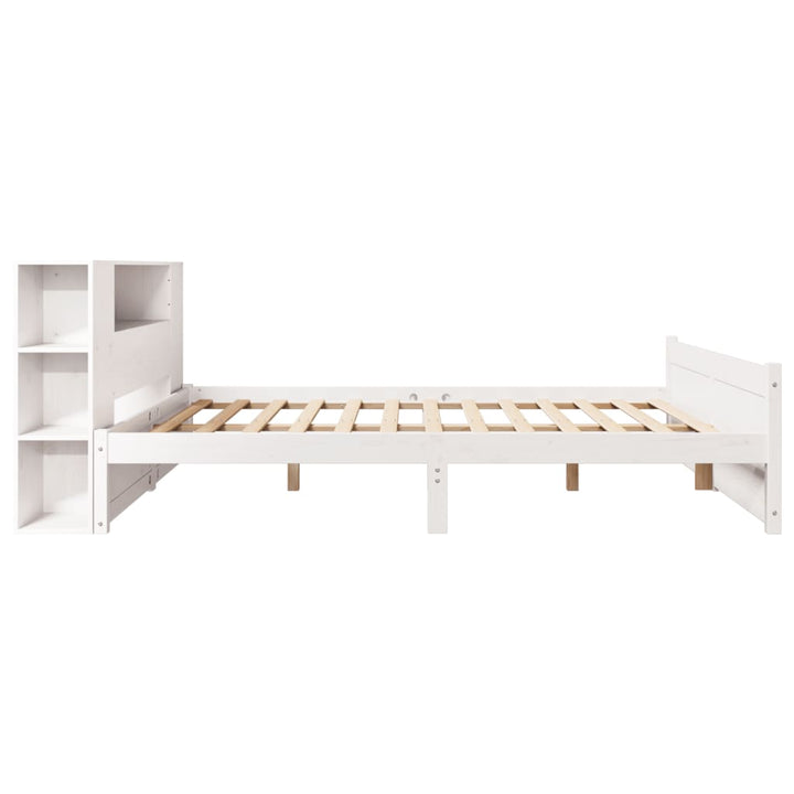 seng med reol uden madras 120x200 cm massivt fyrretræ hvid