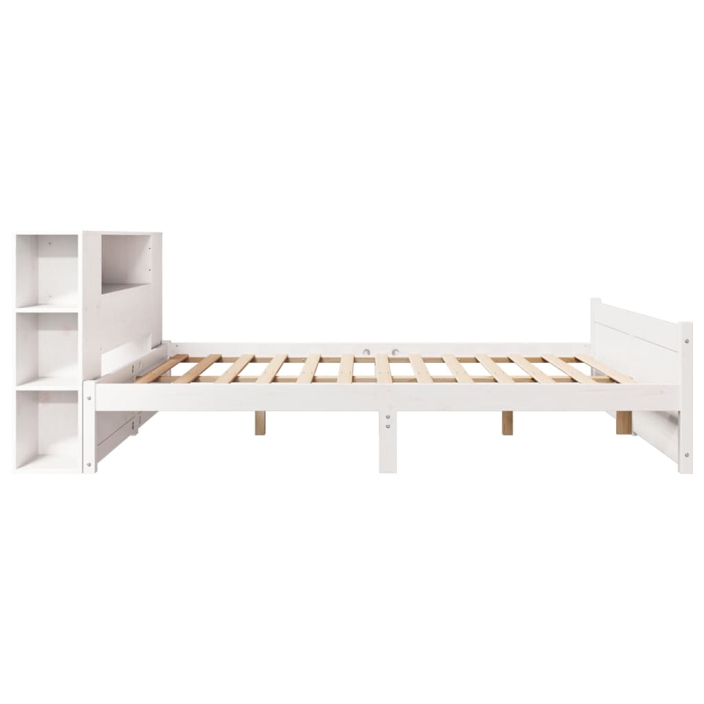 seng med reol uden madras 140x200 cm massivt fyrretræ hvid