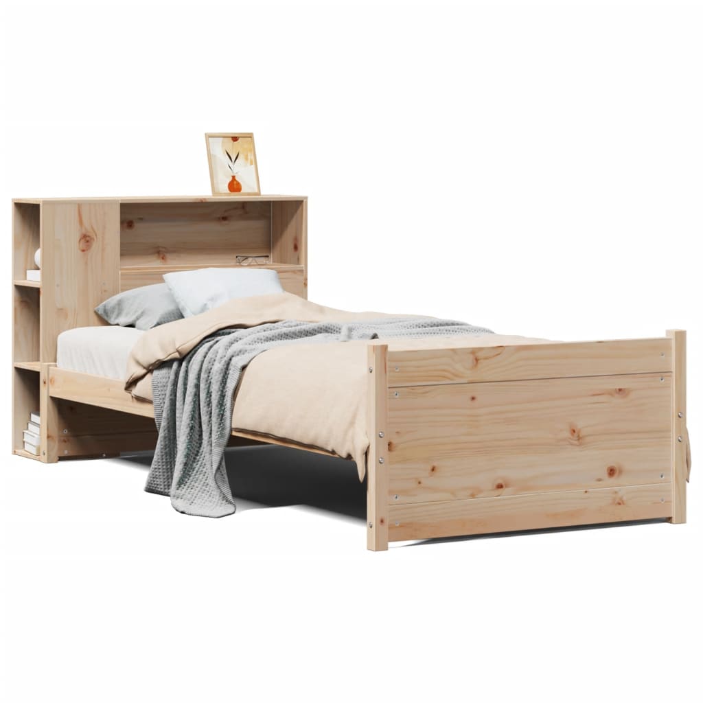 seng med reol uden madras 75x190 cm massivt fyrretræ