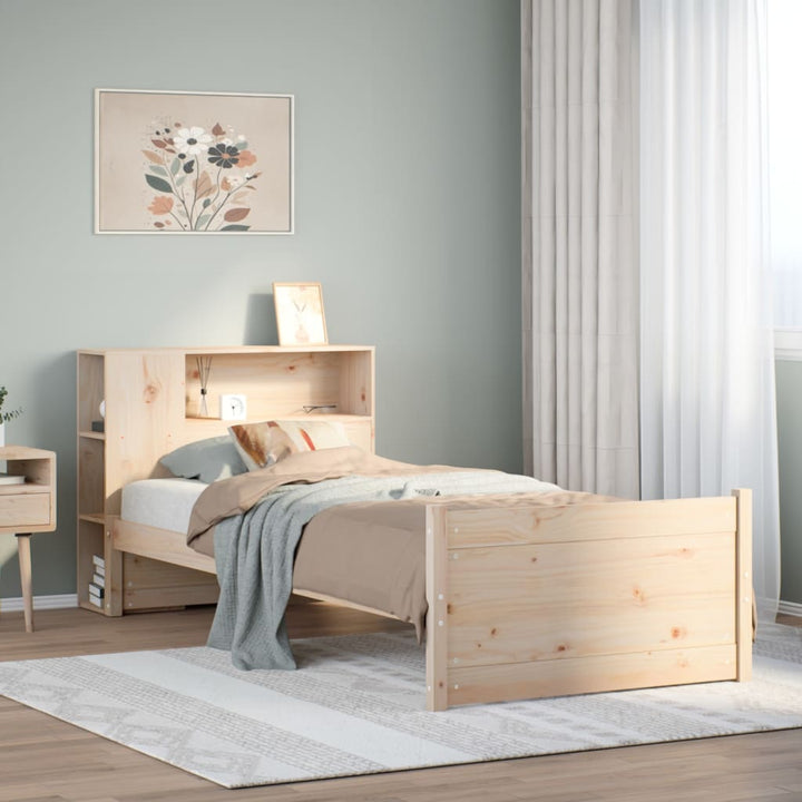seng med reol uden madras 75x190 cm massivt fyrretræ