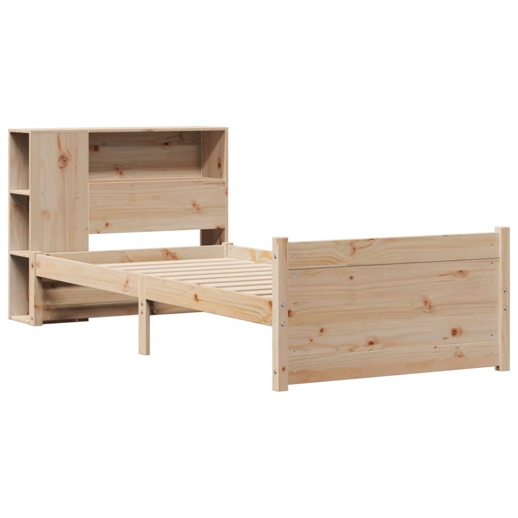 seng med reol uden madras 90x200 cm massivt fyrretræ