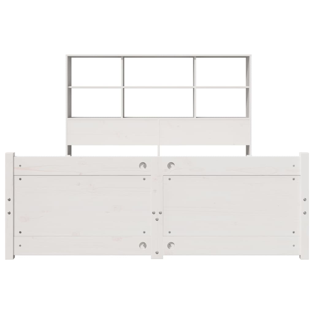 seng med reol uden madras 140x190 cm massivt fyrretræ hvid