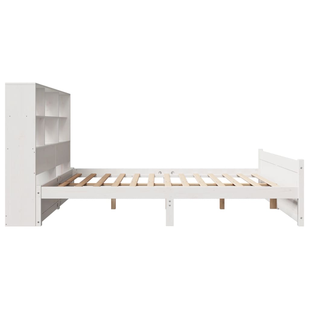 seng med reol uden madras 140x190 cm massivt fyrretræ hvid