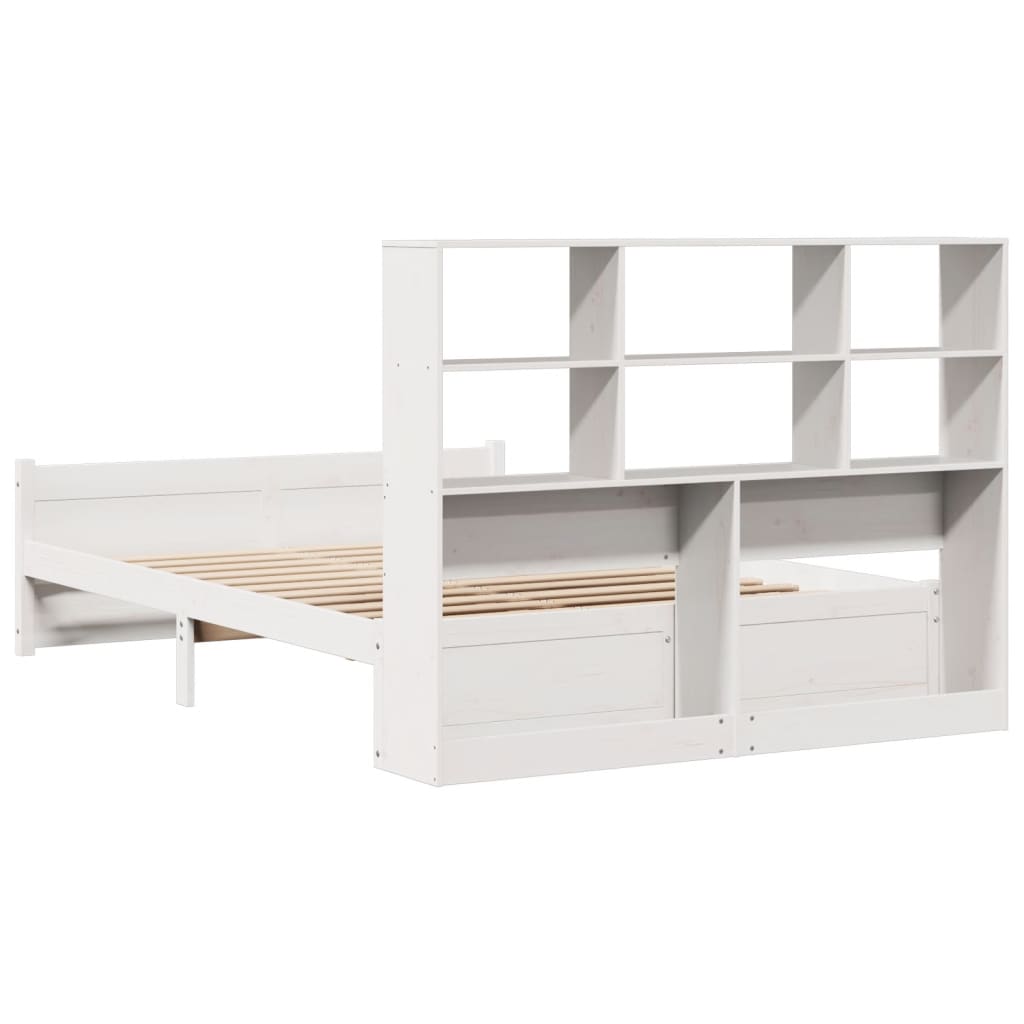 seng med reol uden madras 140x200 cm massivt fyrretræ hvid