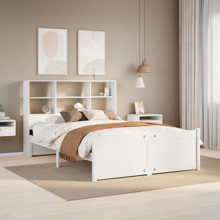seng med reol uden madras 140x200 cm massivt fyrretræ hvid