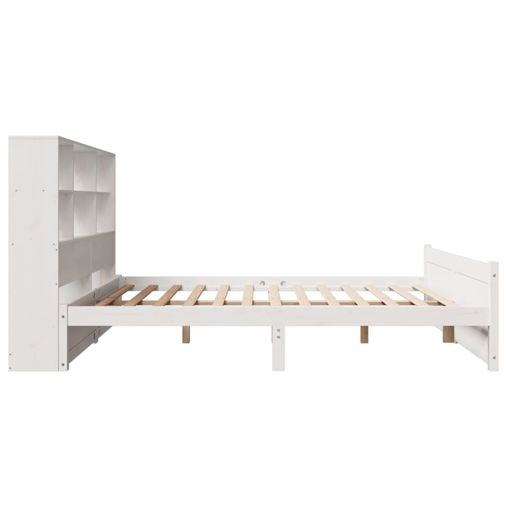 seng med reol uden madras 160x200 cm massivt fyrretræ hvid