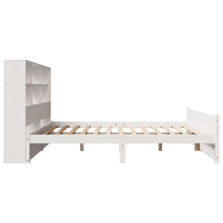 seng med reol uden madras 160x200 cm massivt fyrretræ hvid