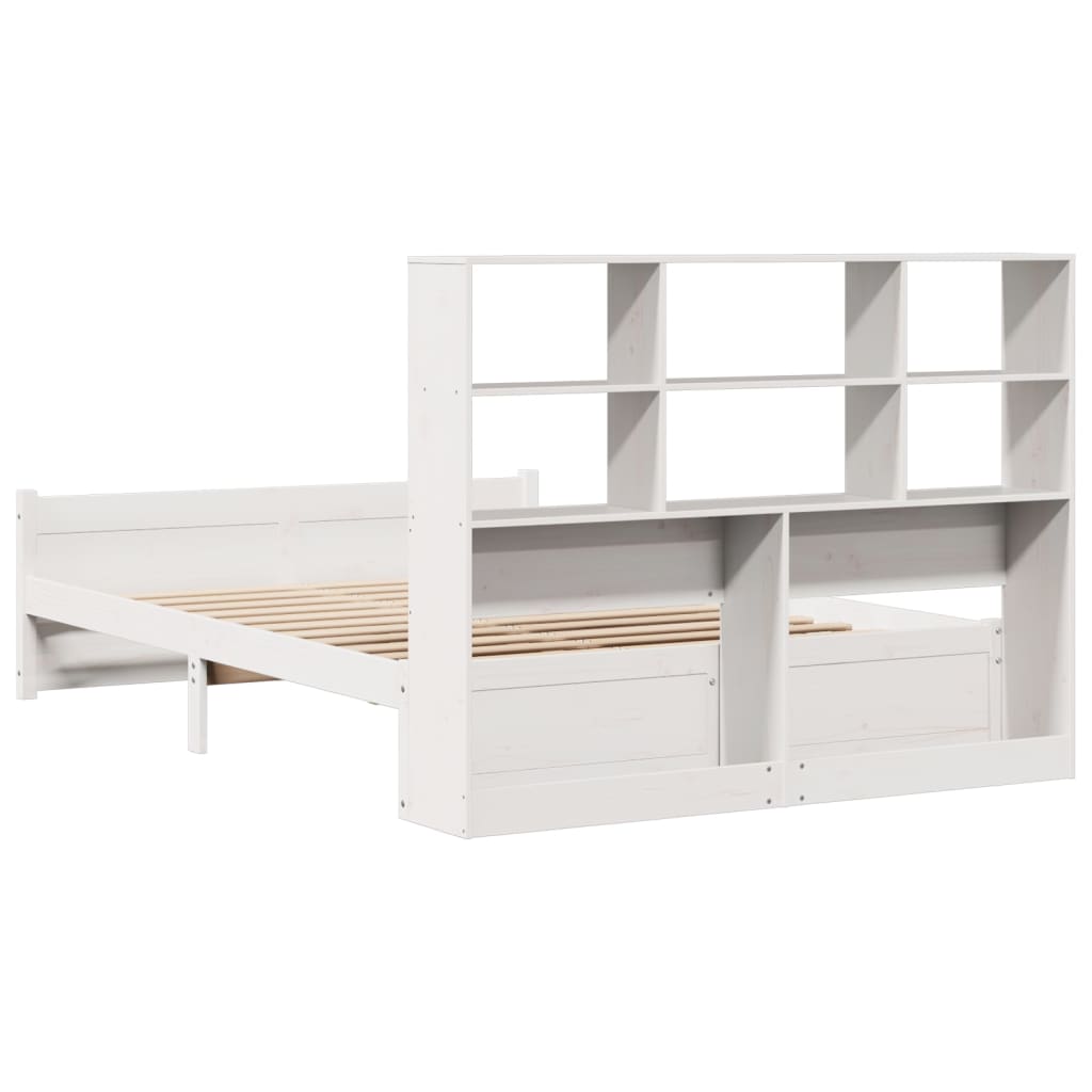 seng med reol uden madras 160x200 cm massivt fyrretræ hvid