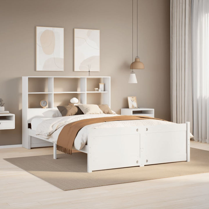 seng med reol uden madras 160x200 cm massivt fyrretræ hvid