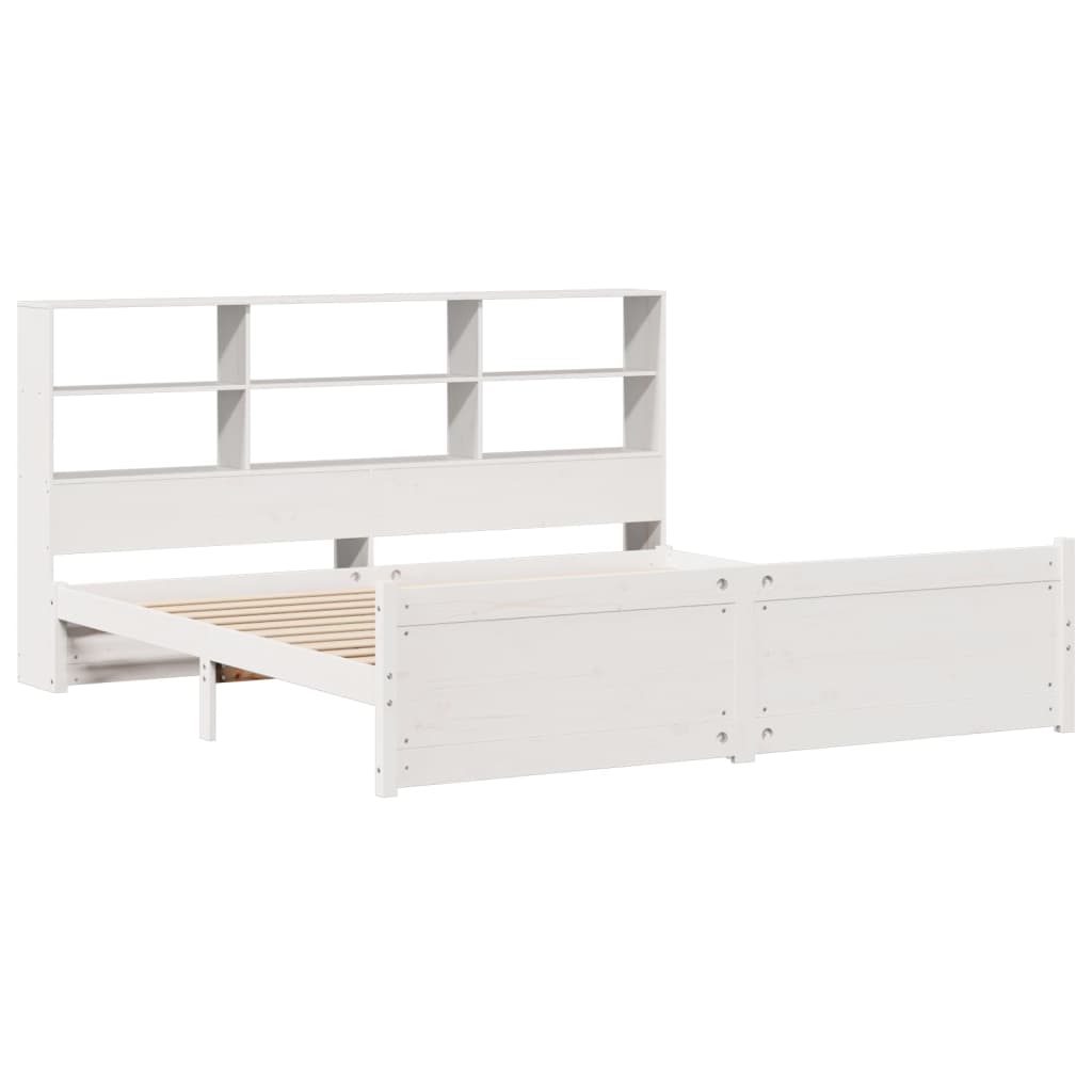 seng med reol uden madras 180x200 cm massivt fyrretræ hvid