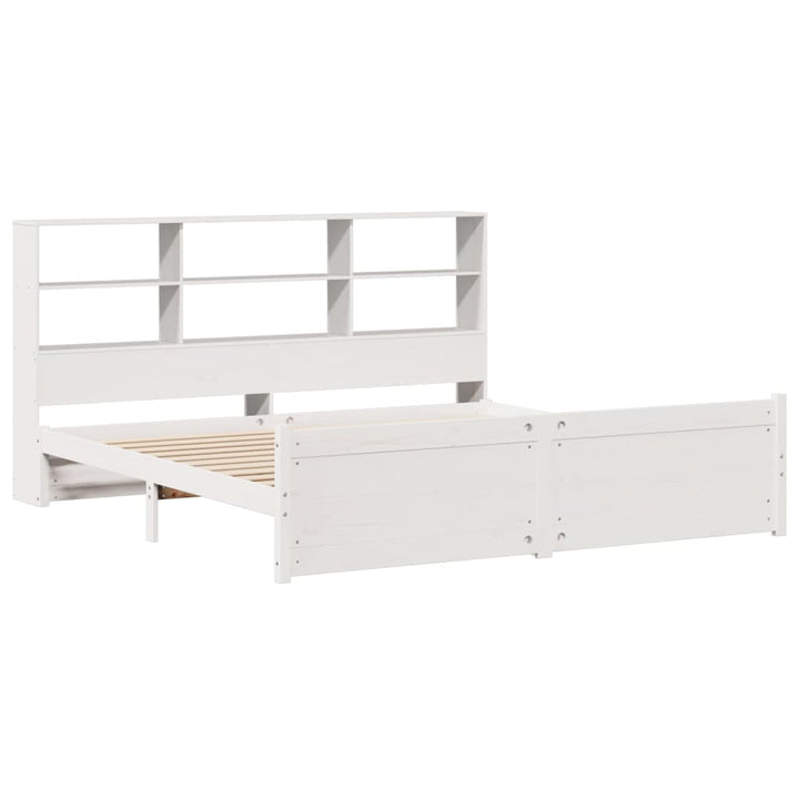 seng med reol uden madras 180x200 cm massivt fyrretræ hvid