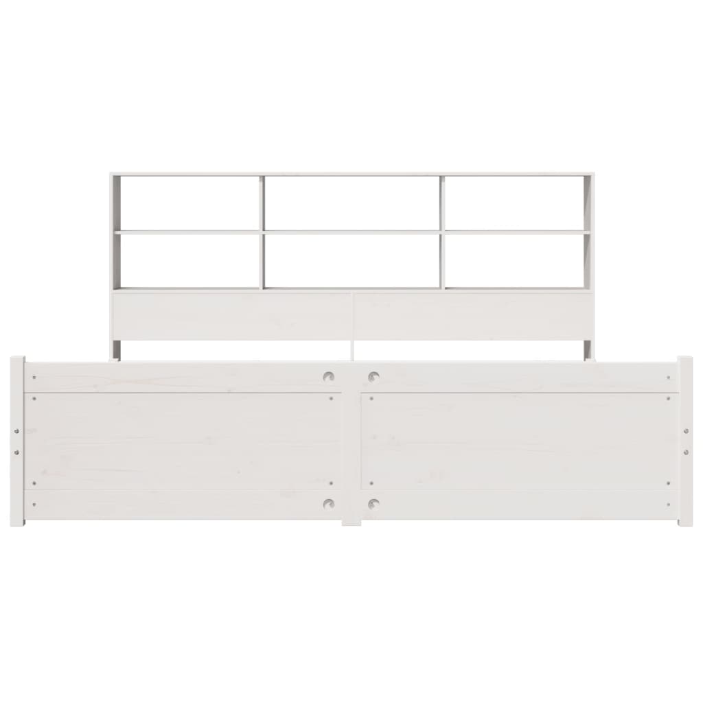 seng med reol uden madras 180x200 cm massivt fyrretræ hvid