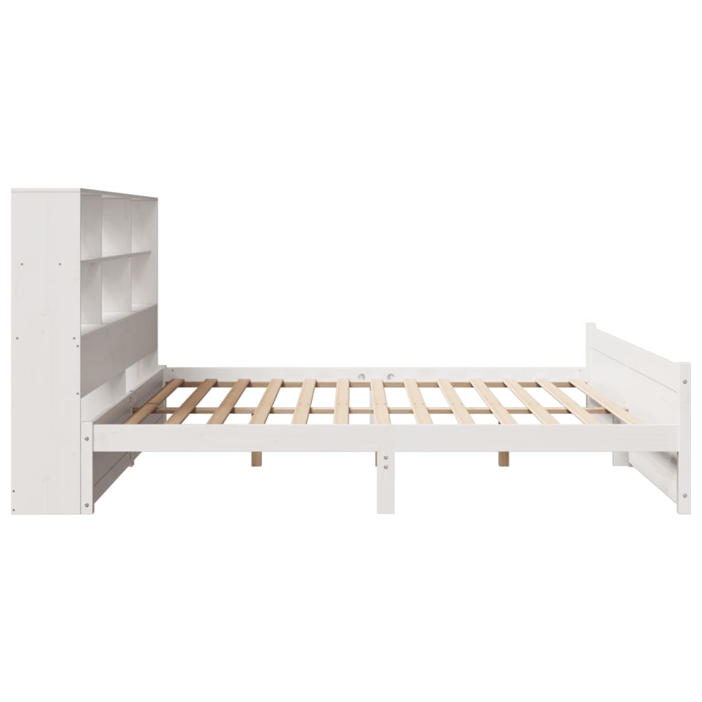 seng med reol uden madras 180x200 cm massivt fyrretræ hvid