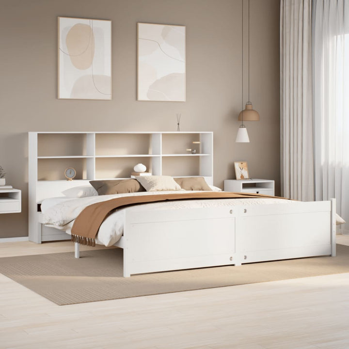 seng med reol uden madras 180x200 cm massivt fyrretræ hvid