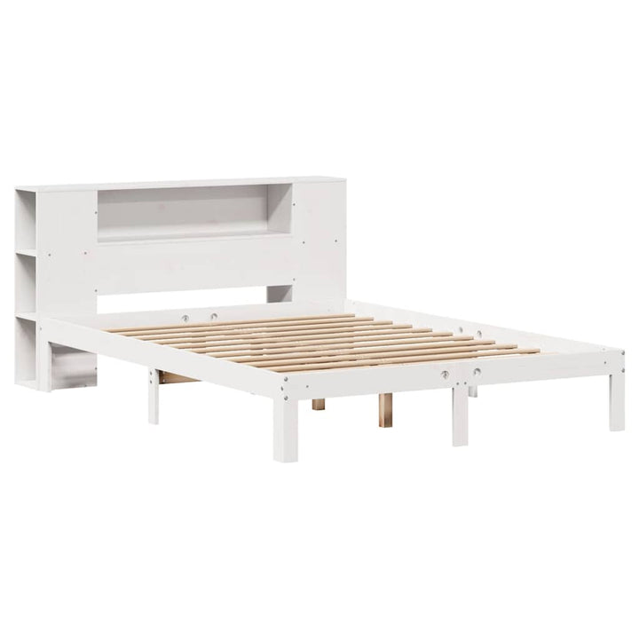seng med reol uden madras 135x190 cm massivt fyrretræ hvid