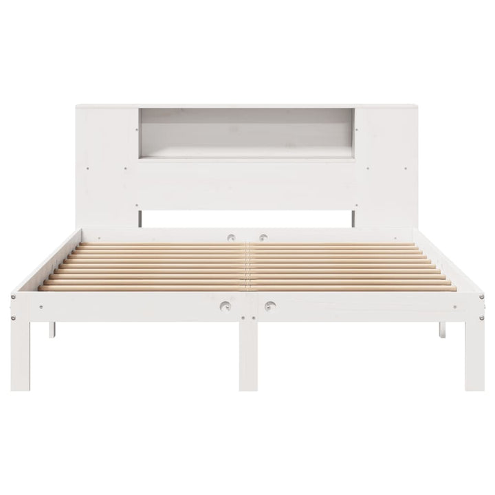 seng med reol uden madras 135x190 cm massivt fyrretræ hvid