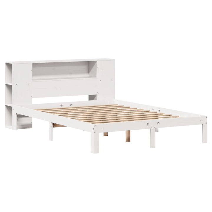 seng med reol uden madras 140x190 cm massivt fyrretræ hvid