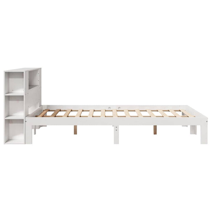 seng med reol uden madras 140x200 cm massivt fyrretræ hvid