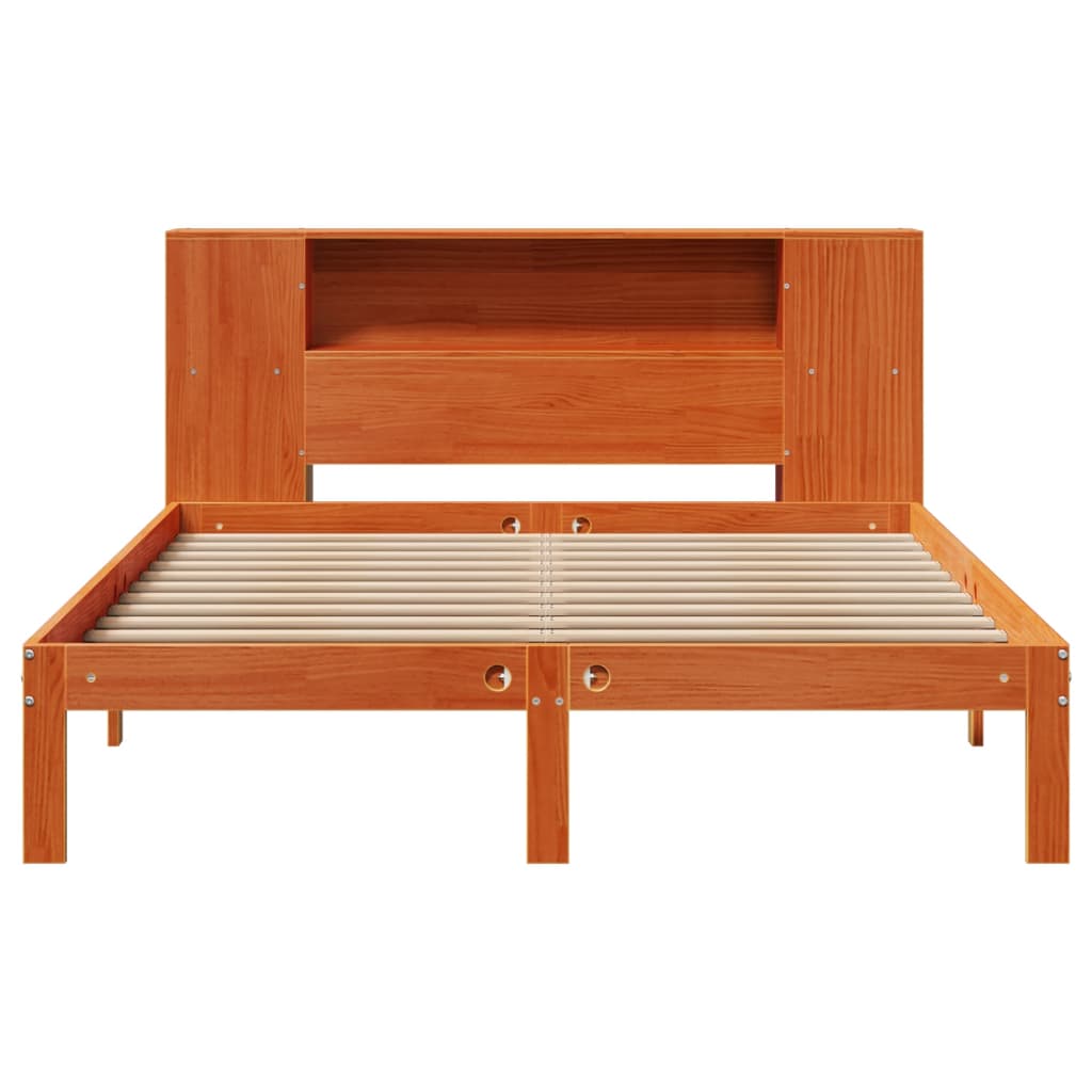 seng med reol uden madras 135x190cm massivt fyrretræ gyldenbrun