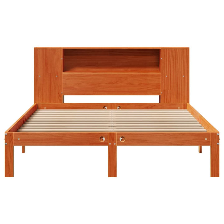 seng med reol uden madras 135x190cm massivt fyrretræ gyldenbrun