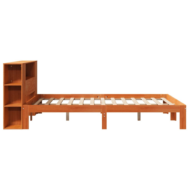 seng med reol uden madras 135x190cm massivt fyrretræ gyldenbrun