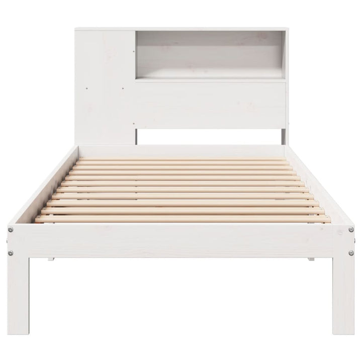 seng med reol uden madras 75x190 cm massivt fyrretræ hvid