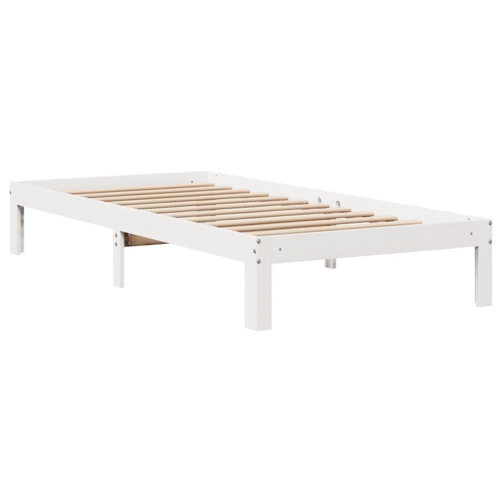 seng med reol uden madras 75x190 cm massivt fyrretræ hvid