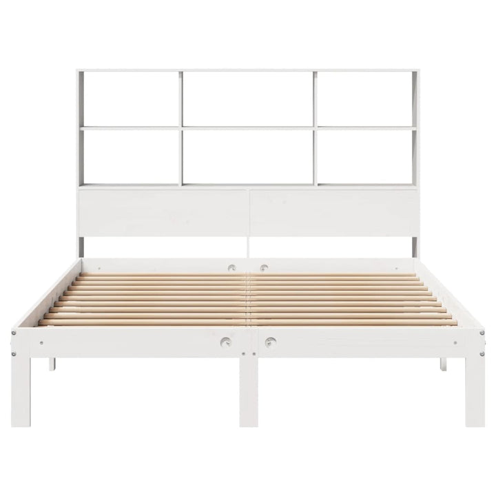 seng med reol uden madras 140x190 cm massivt fyrretræ hvid