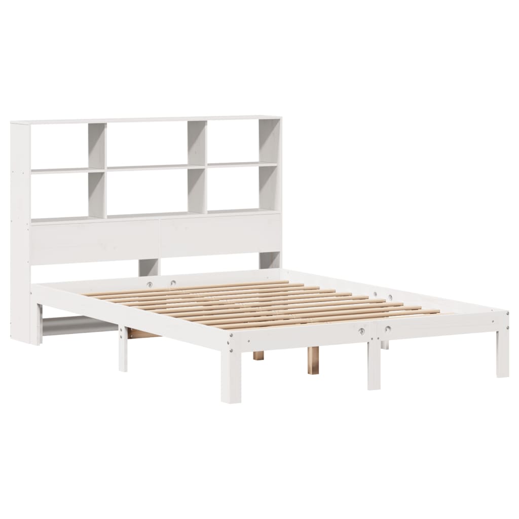 seng med reol uden madras 140x200 cm massivt fyrretræ hvid