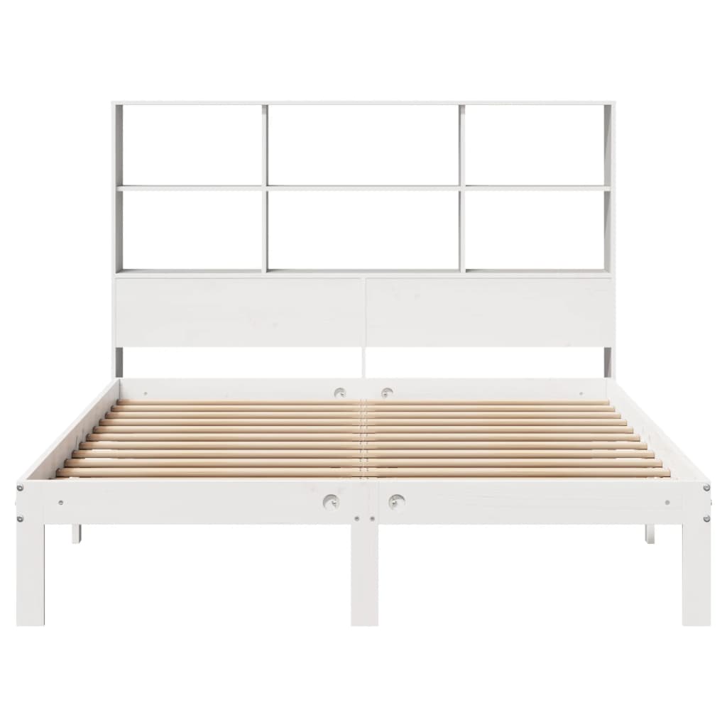 seng med reol uden madras 140x200 cm massivt fyrretræ hvid
