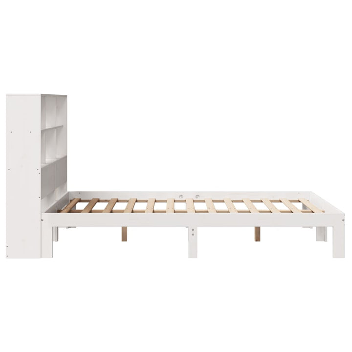 seng med reol uden madras 140x200 cm massivt fyrretræ hvid