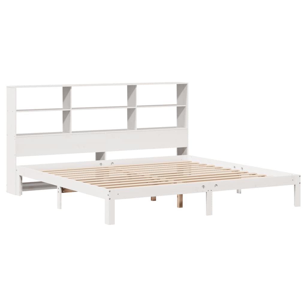seng med reol uden madras 180x200 cm massivt fyrretræ hvid