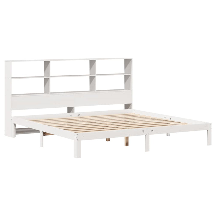 seng med reol uden madras 180x200 cm massivt fyrretræ hvid