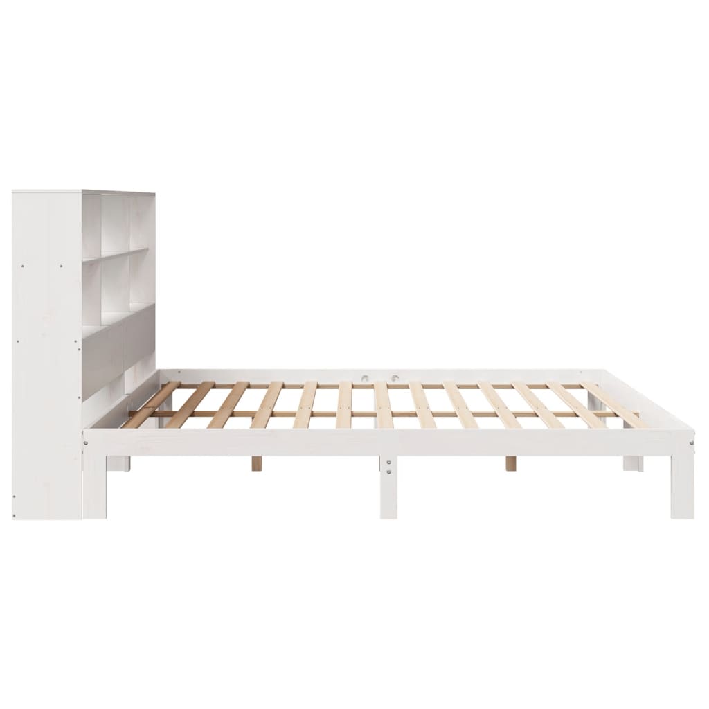 seng med reol uden madras 180x200 cm massivt fyrretræ hvid