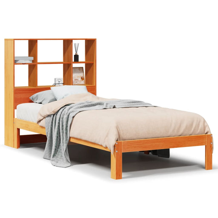 seng med reol uden madras 75x190 cm massivt fyrretræ gyldenbrun