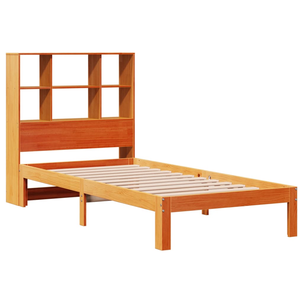 seng med reol uden madras 75x190 cm massivt fyrretræ gyldenbrun
