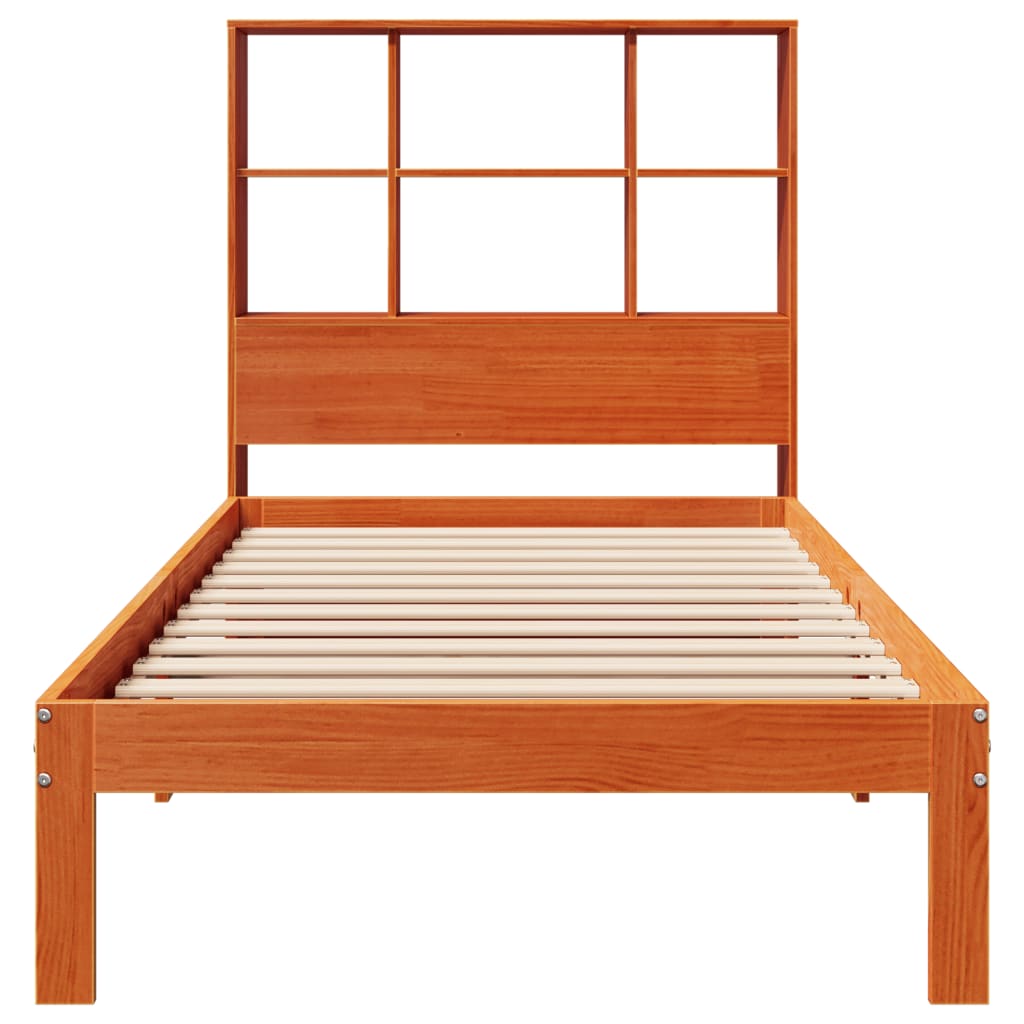 seng med reol uden madras 75x190 cm massivt fyrretræ gyldenbrun