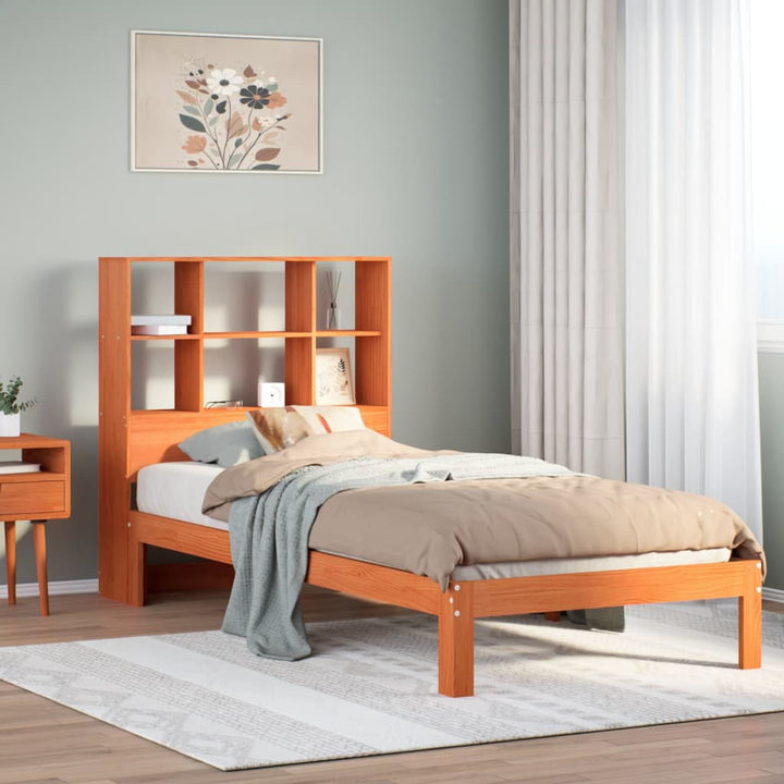 seng med reol uden madras 75x190 cm massivt fyrretræ gyldenbrun