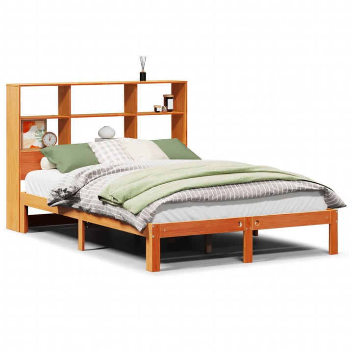 seng med reol uden madras 120x190cm massivt fyrretræ gyldenbrun