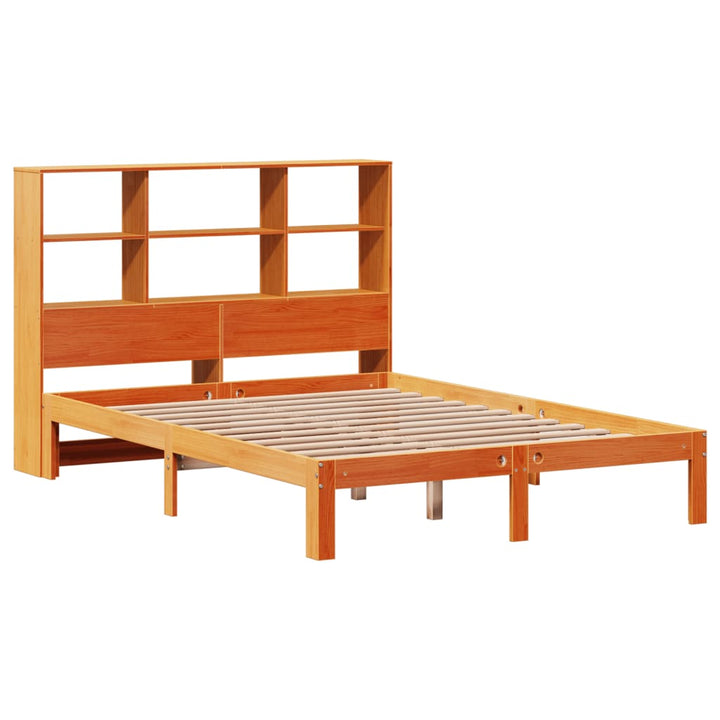 seng med reol uden madras 120x190cm massivt fyrretræ gyldenbrun