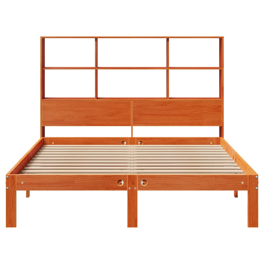 seng med reol uden madras 120x190cm massivt fyrretræ gyldenbrun