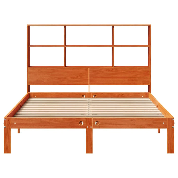 seng med reol uden madras 120x190cm massivt fyrretræ gyldenbrun