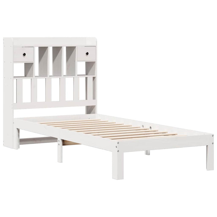 seng med reol uden madras 75x190 cm massivt fyrretræ hvid