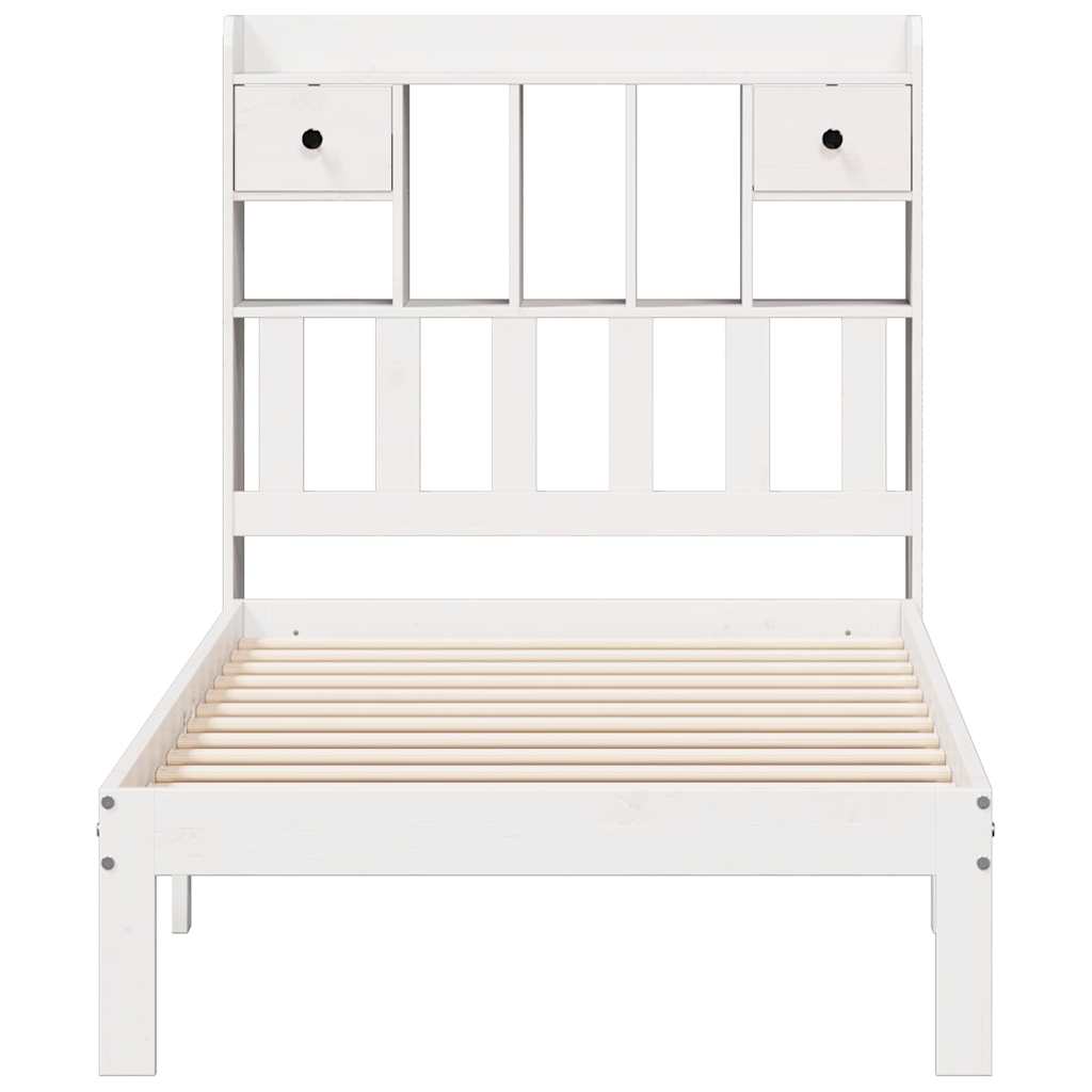 seng med reol uden madras 75x190 cm massivt fyrretræ hvid