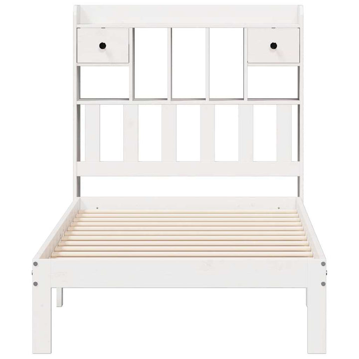seng med reol uden madras 75x190 cm massivt fyrretræ hvid