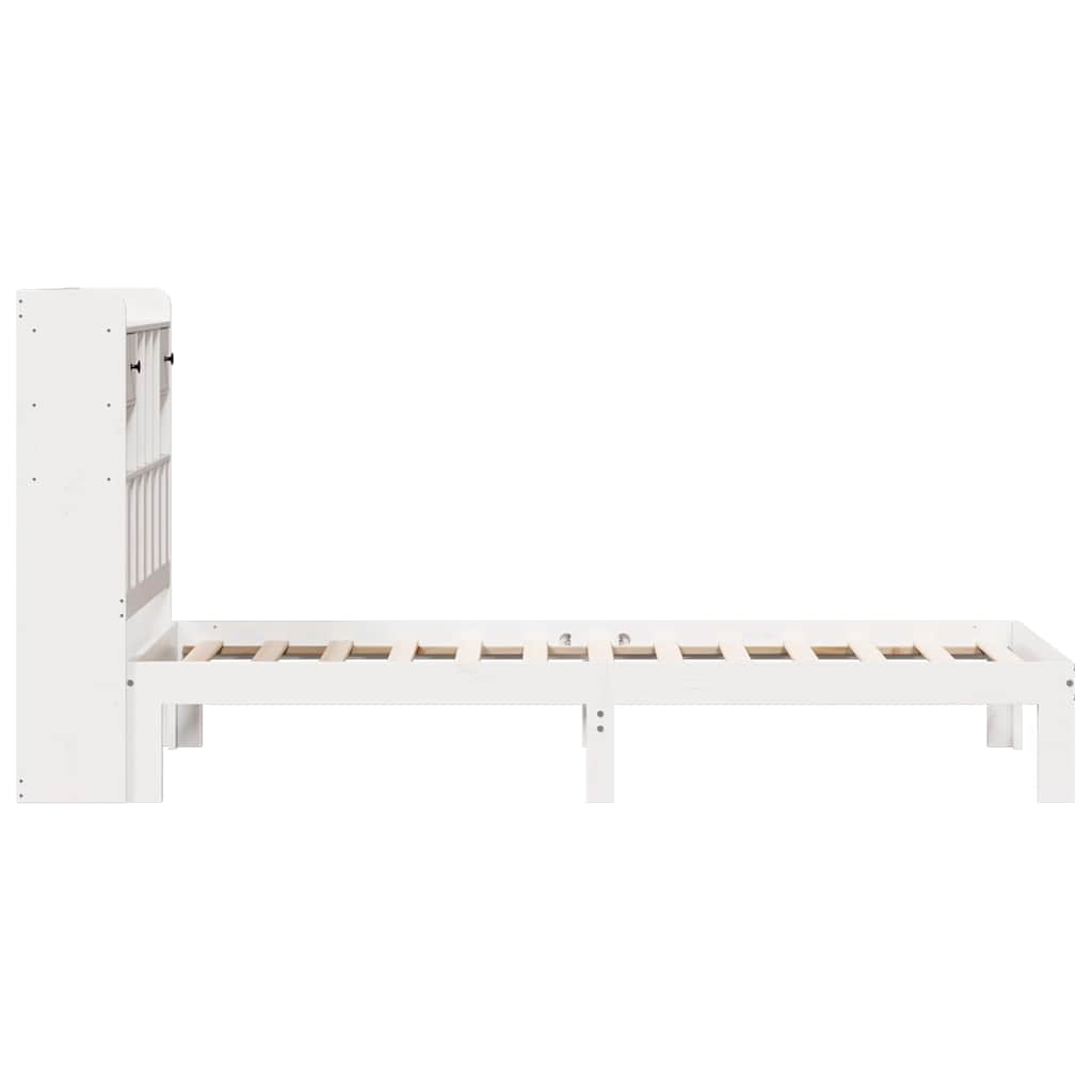 seng med reol uden madras 75x190 cm massivt fyrretræ hvid